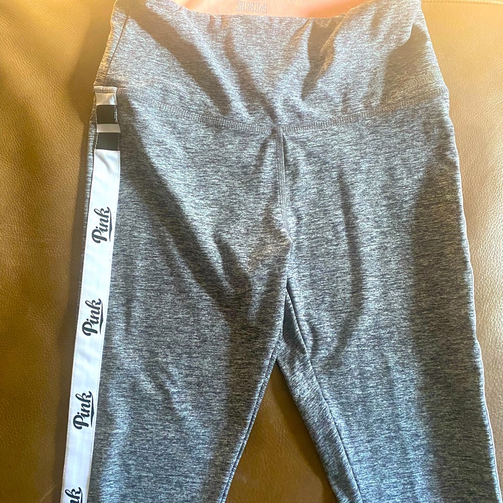 PINK Mesh Leggings, Salmon Grey Black, Size S